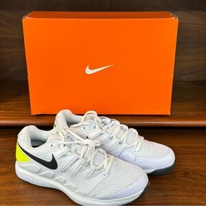 NEW Nike Air Zoom Vapor X HC Shoes, White/Black-Volt, Size 9, AA8030-107